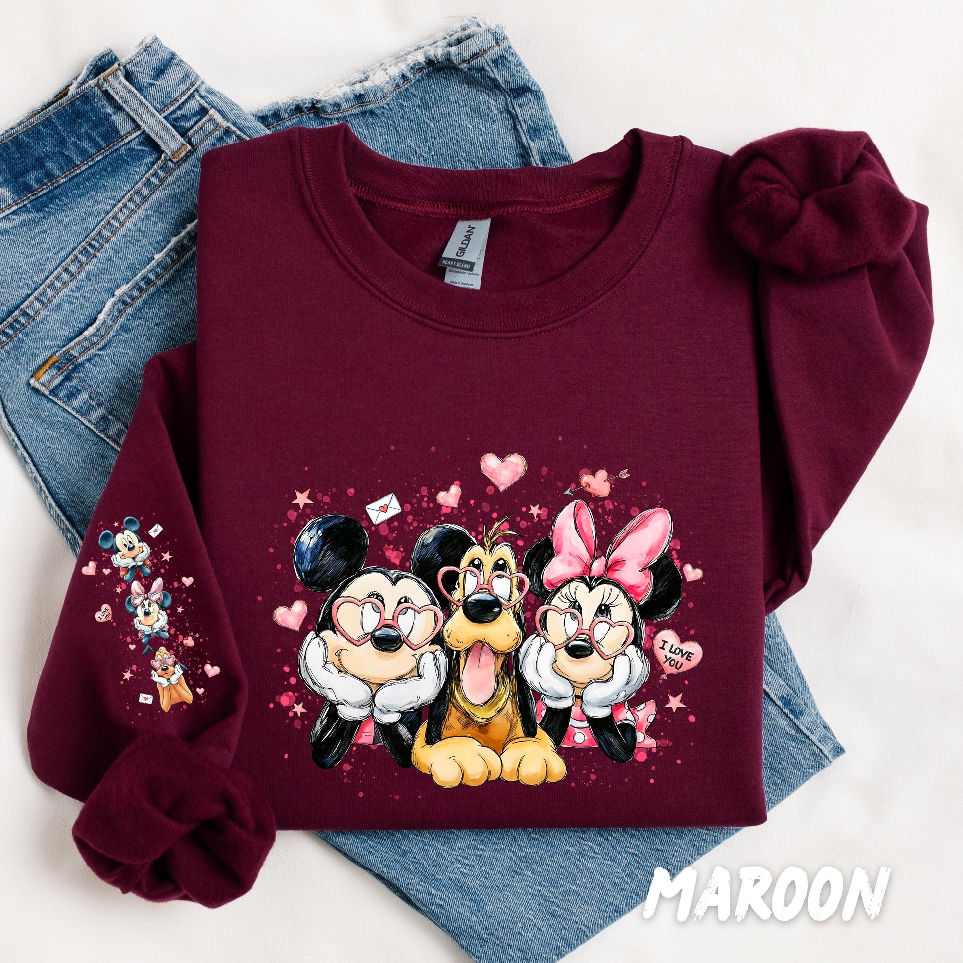 Disney Valentines Hoddie - Minnie and Mickey Sweatshirt - Disney Fan Gift