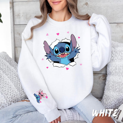 Stitch Valentines Sweatshirt - Stitch Love Couple Stich - Romantic Stitch Fan Gift