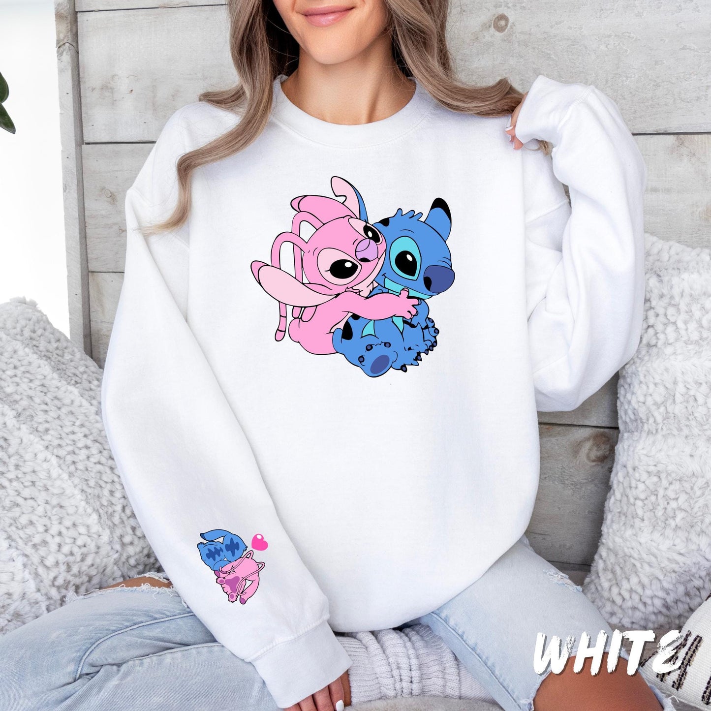 Stitch Valentines Sweatshirt - Stitch Love Couple Stich - Romantic Stitch Fan Gift