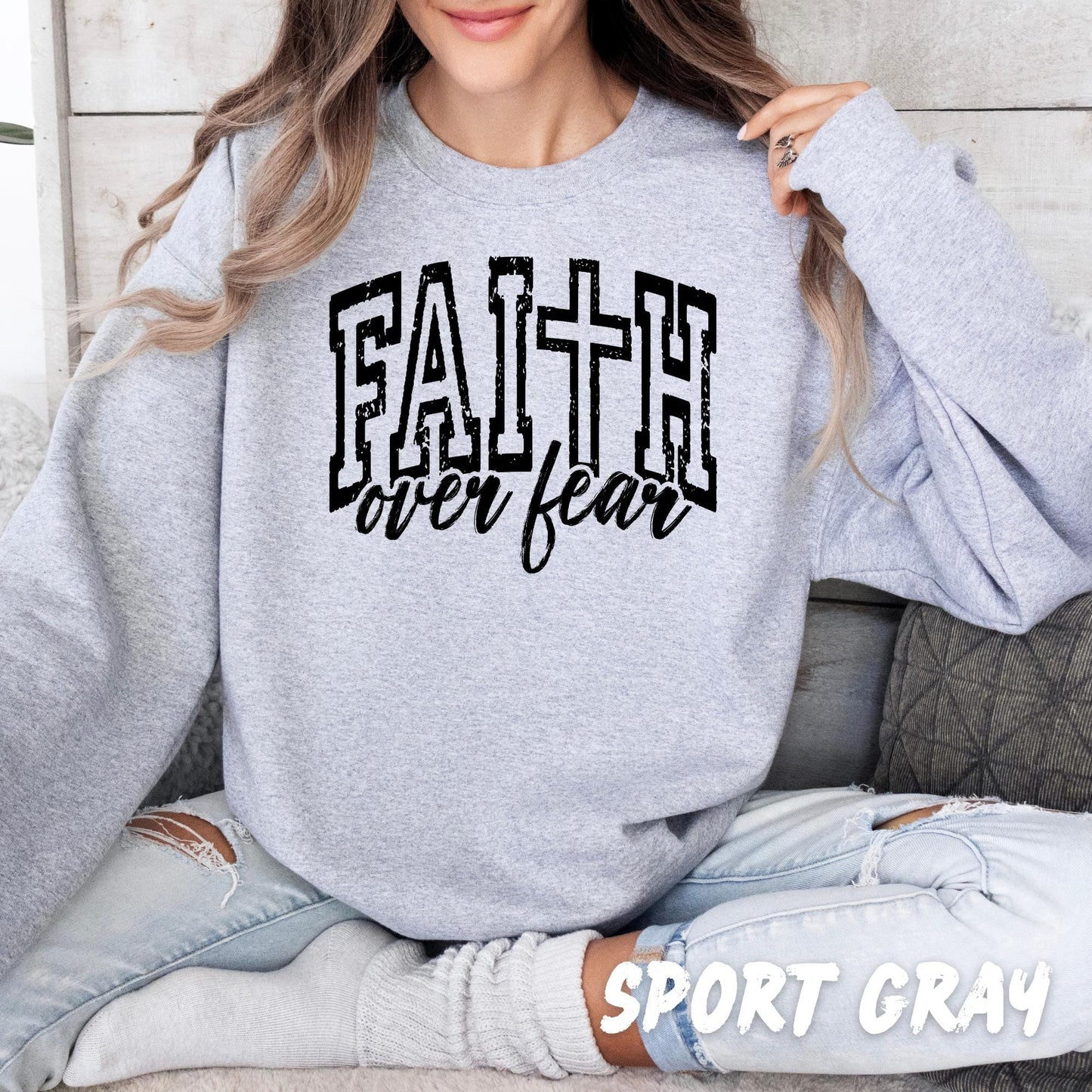 Faith Over Fear Sweatshirt, Christian Crewneck, Inspirational Bible Verse Shirt, Unisex Faith Gift