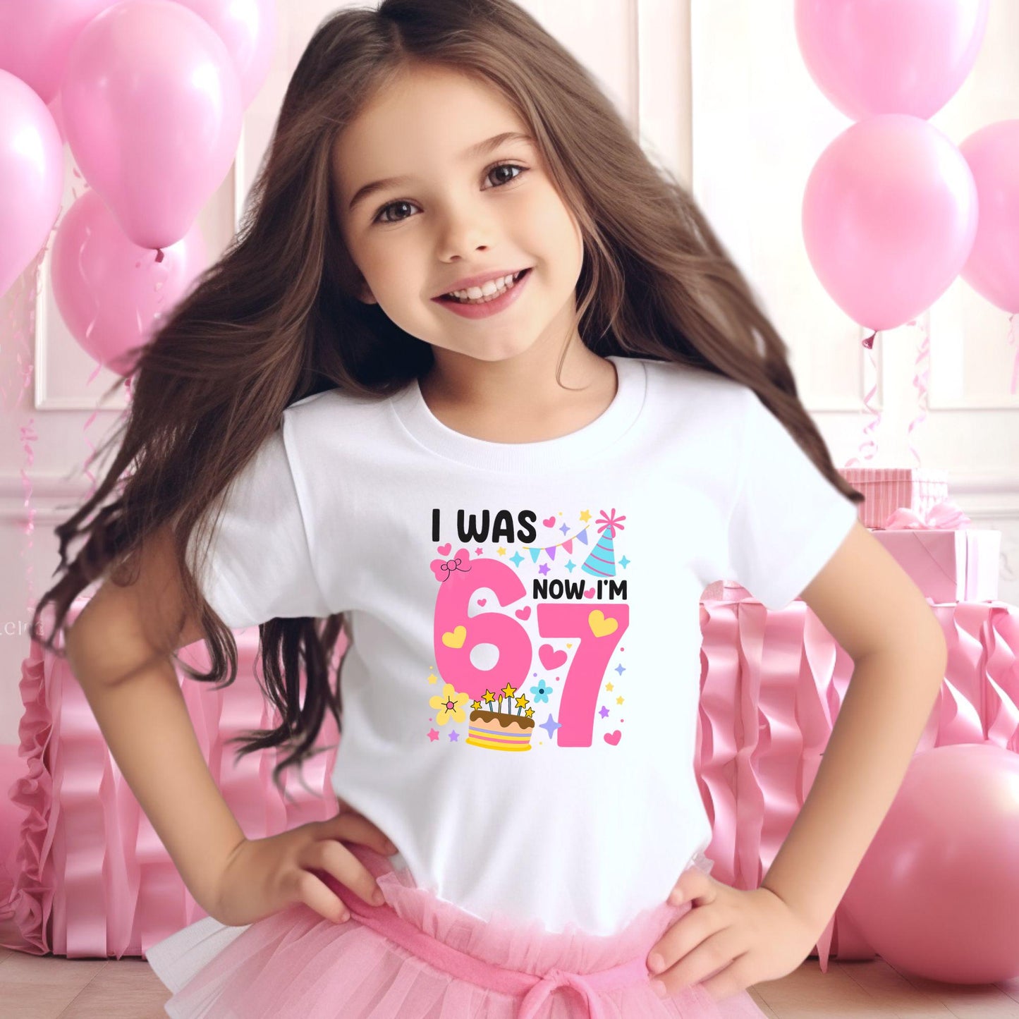 Six Seven Birthday Shirt, I Was 6 Now I’m 7 T-Shirt, 7th T-Shirt, Colorful Girl Party Outfit