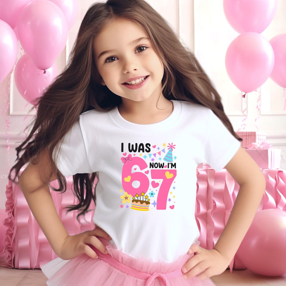 Six Seven Birthday Shirt, I Was 6 Now I’m 7 T-Shirt, 7th T-Shirt, Colorful Girl Party Outfit