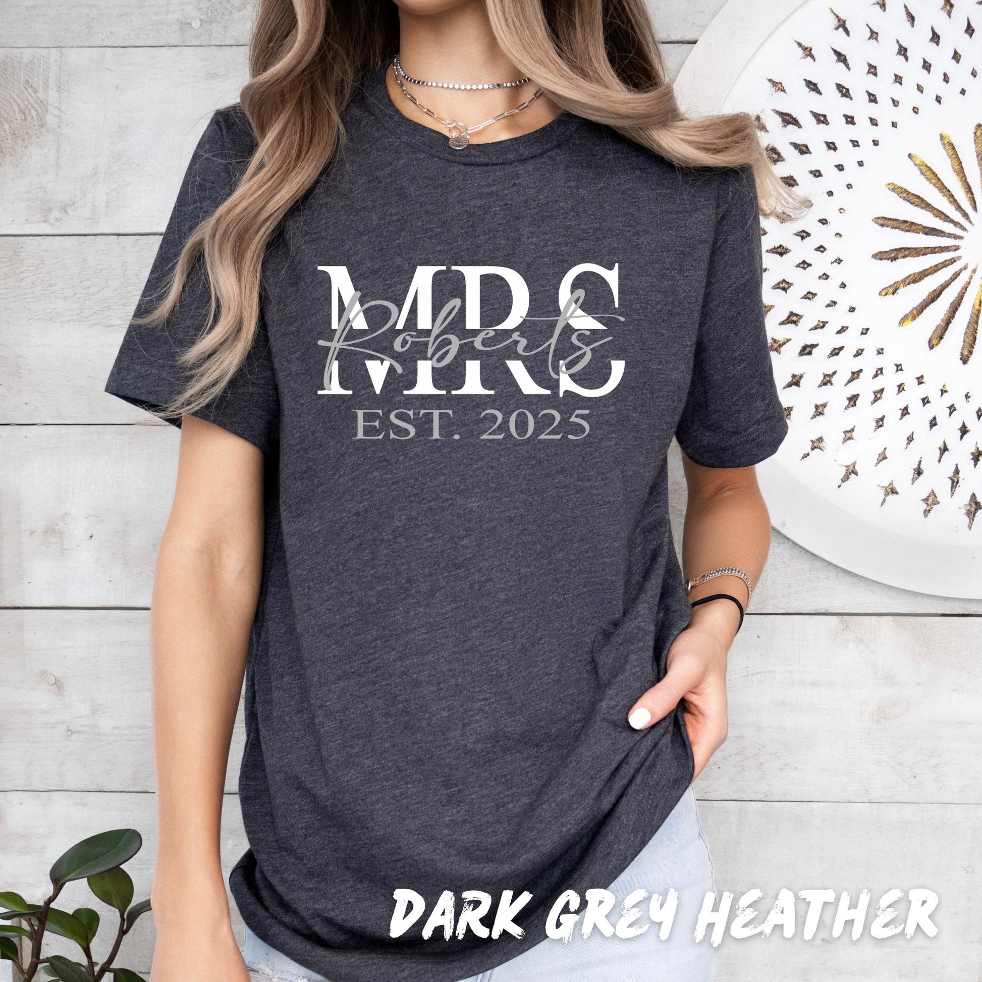 Custom Couple Anniversary Shirts, Matching His and Hers T Shirts, Personalized Last Name EST Date, Wedding Gift for Couples