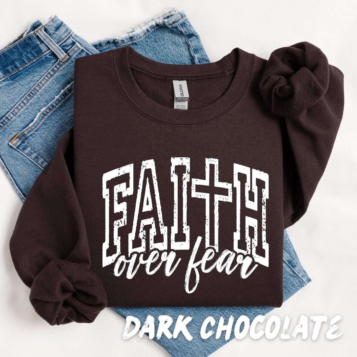 Faith Over Fear Sweatshirt, Christian Crewneck, Inspirational Bible Verse Shirt, Unisex Faith Gift