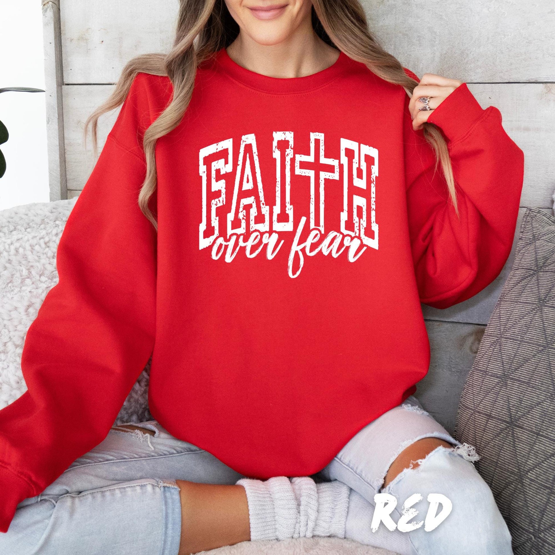 Faith Over Fear Sweatshirt, Christian Crewneck, Inspirational Bible Verse Shirt, Unisex Faith Gift