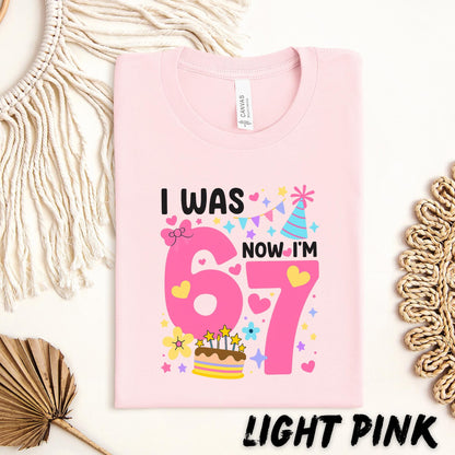 Six Seven Birthday Shirt, I Was 6 Now I’m 7 T-Shirt, 7th T-Shirt, Colorful Girl Party Outfit