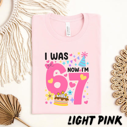 Six Seven Birthday Shirt, I Was 6 Now I’m 7 T-Shirt, 7th T-Shirt, Colorful Girl Party Outfit