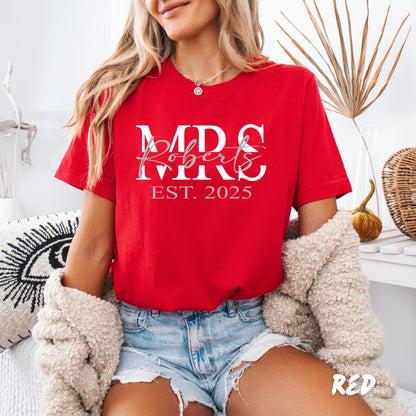 Custom Couple Anniversary Shirts, Matching His and Hers T Shirts, Personalized Last Name EST Date, Wedding Gift for Couples