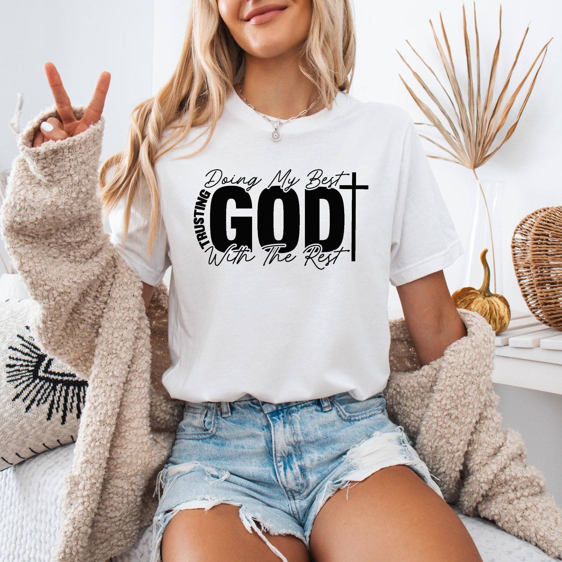 Inspirational Christian Sweatshirt, Doing My Best Trusting God With The Rest, Unisex Faith Crewneck Gift