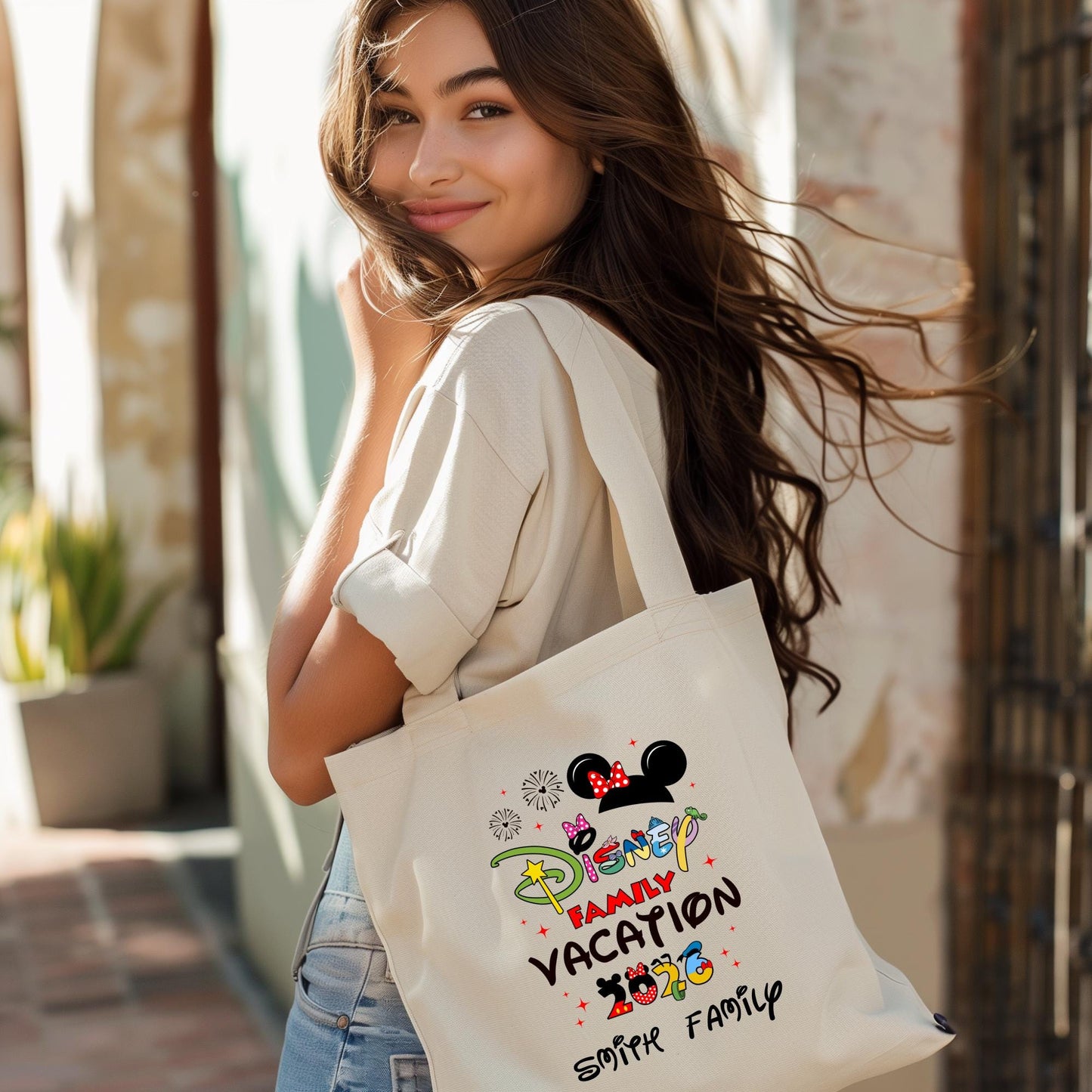 Personalized Disney 2026 Tote Bag – Family Vacation Cotton Bag