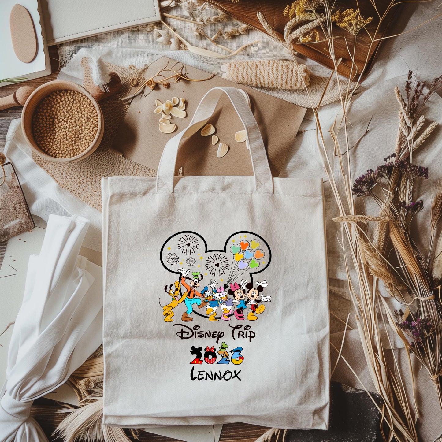 Personalized Disney 2026 Tote Bag – Family Vacation Cotton Bag