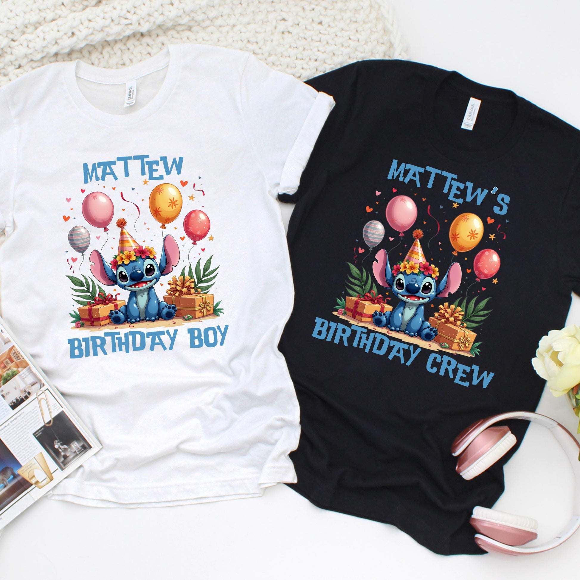 Stitch Birthday Crew and Birthday Boy Custom T-Shirt