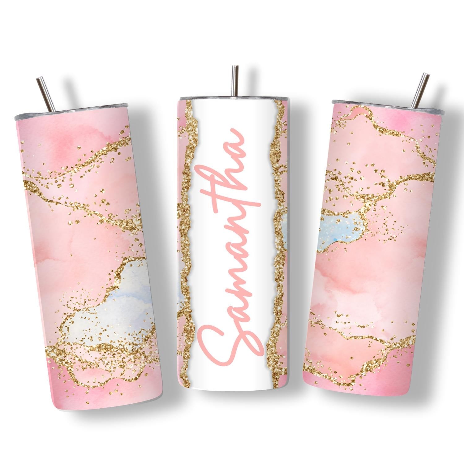 Personalized Name Skinny Tumbler with Straw 20oz | Bridesmaid Cup | Mothers Day Gift (1 count)