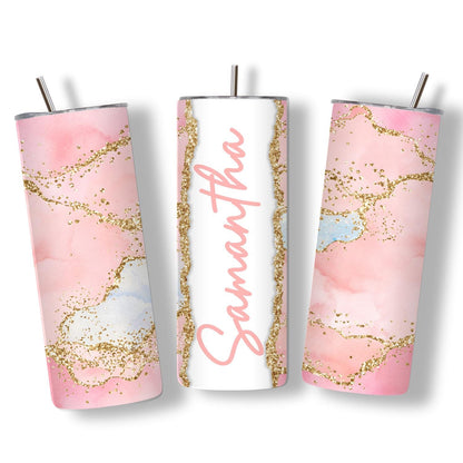 Personalized Name Skinny Tumbler with Straw 20oz | Bridesmaid Cup | Mothers Day Gift (1 count)