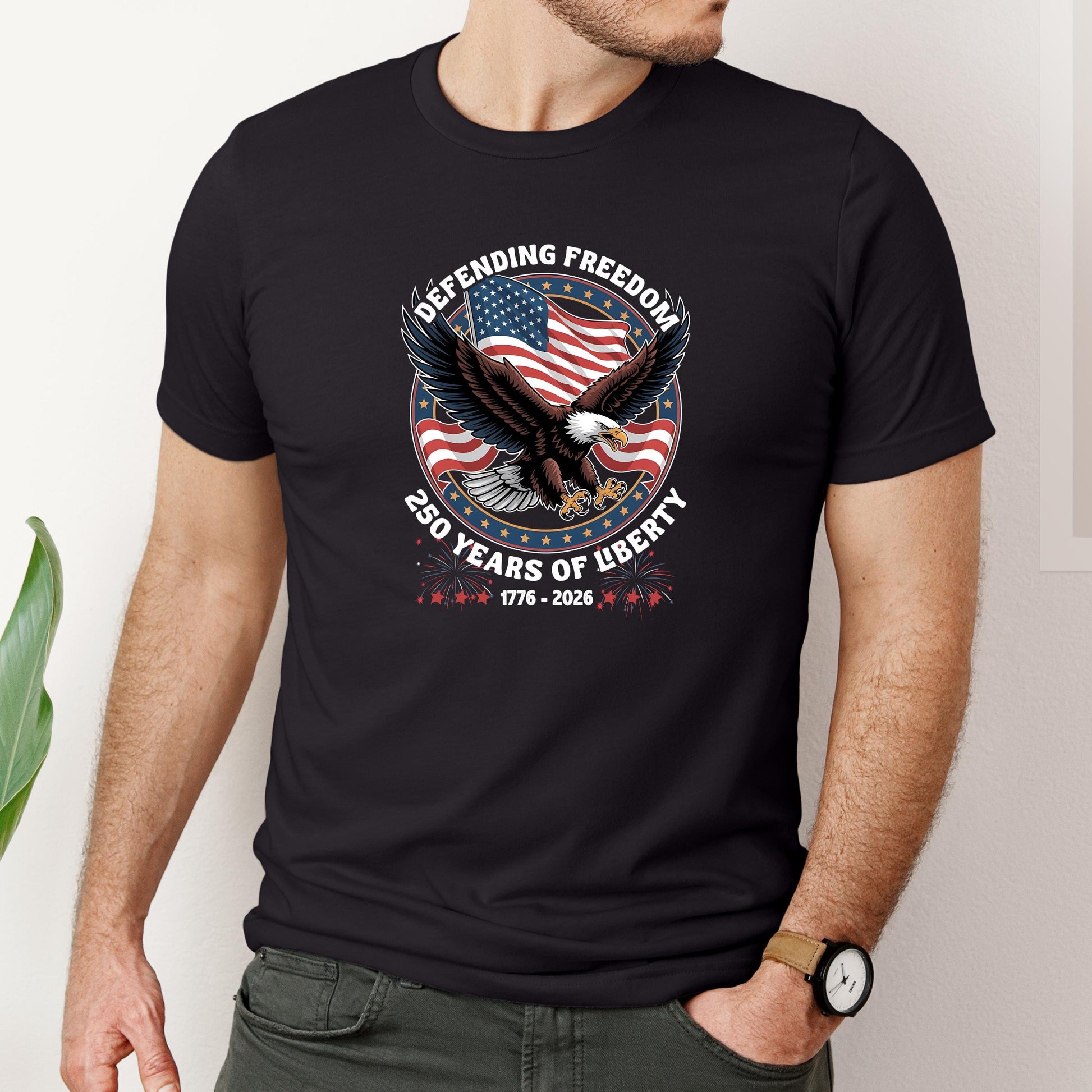 America 250th Anniversary Shirt 1776-2026, Patriotic Eagle Defending Freedom Tee, 250 Years of Liberty T-Shirt, Fourth of July Outfit