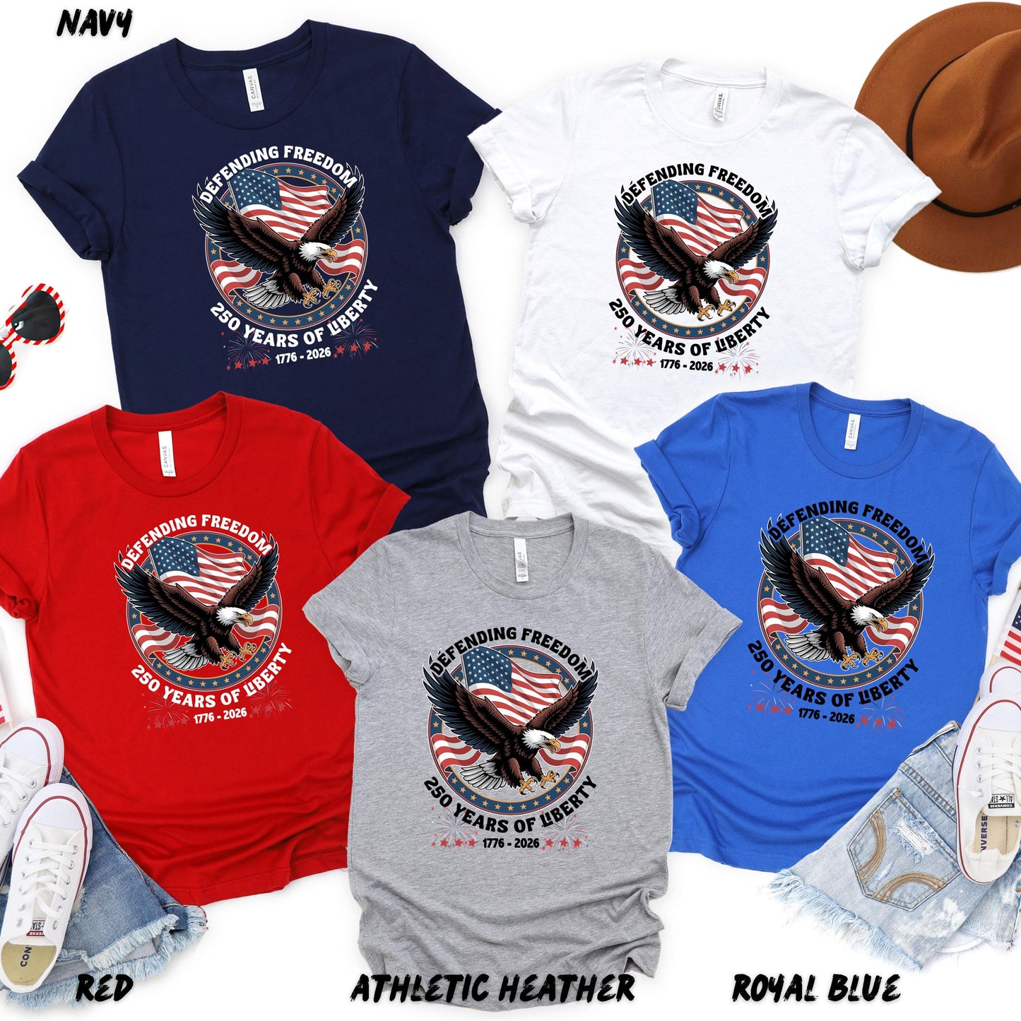 America 250th Anniversary Shirt 1776-2026, Patriotic Eagle Defending Freedom Tee, 250 Years of Liberty T-Shirt, Fourth of July Outfit