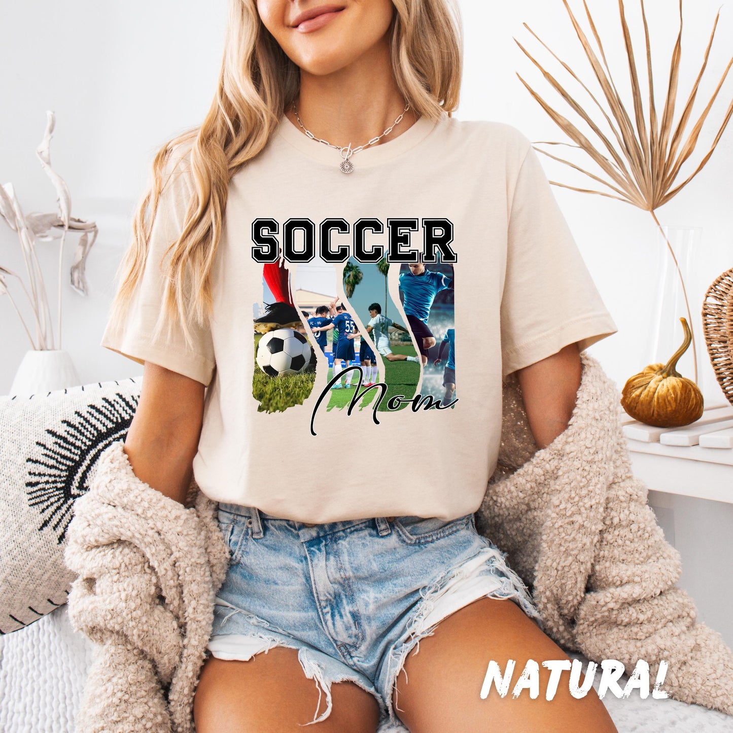 Custom Photo Collage Soccer Mom Shirt, Custom Sports Mama Tee, Unisex Fit T-Shirt