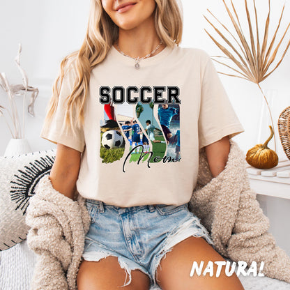 Custom Photo Collage Soccer Mom Shirt, Custom Sports Mama Tee, Unisex Fit T-Shirt