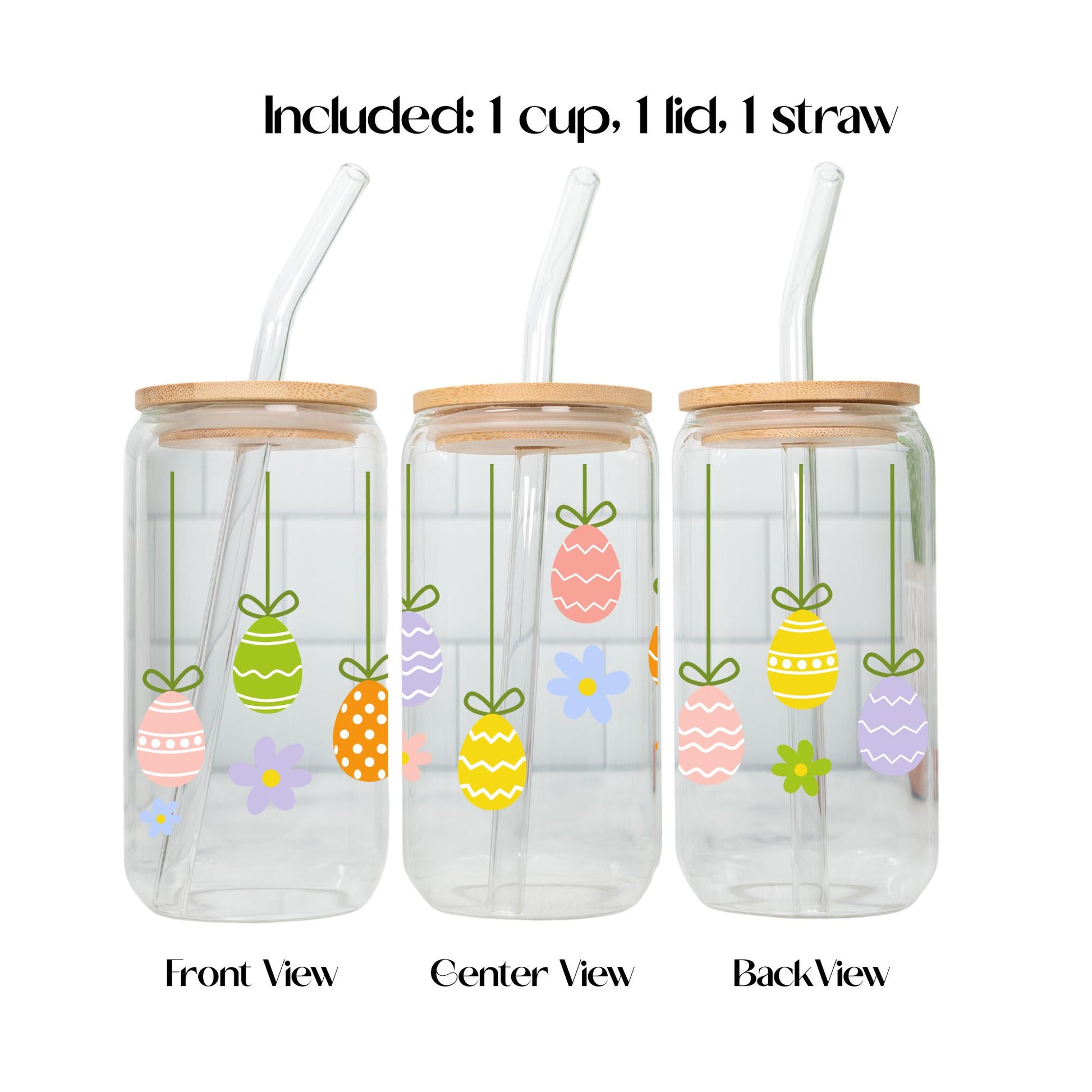 Cute Bunny Gamer Glass Cup, Easter Aesthetic Tumbler 20oz, Iced Coffee Glass with Bamboo Lid and Straw, Gamer Girl Gift, Pastel Drinkware