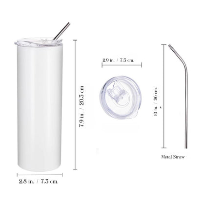 20 oz skinny tumbler size guide, stainless steel tumbler dimensions with lid and straw, slim travel cup measurements