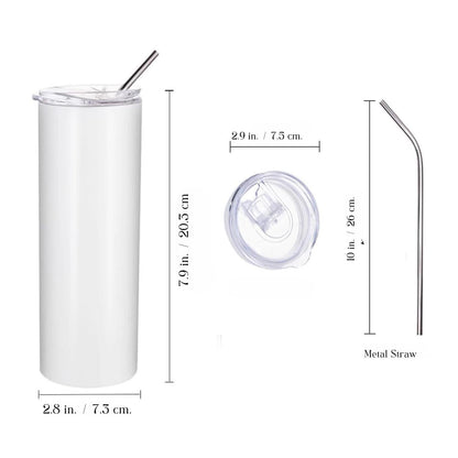 20 oz skinny tumbler size guide, stainless steel tumbler dimensions with lid and straw, slim travel cup measurements