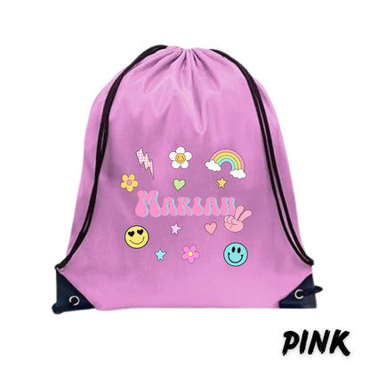Personalized Kids Backpack, Custom Name Drawstring Bag, Birthday Gift for Girls, School Bag, Travel Bag for Kids, Party Gift Idea