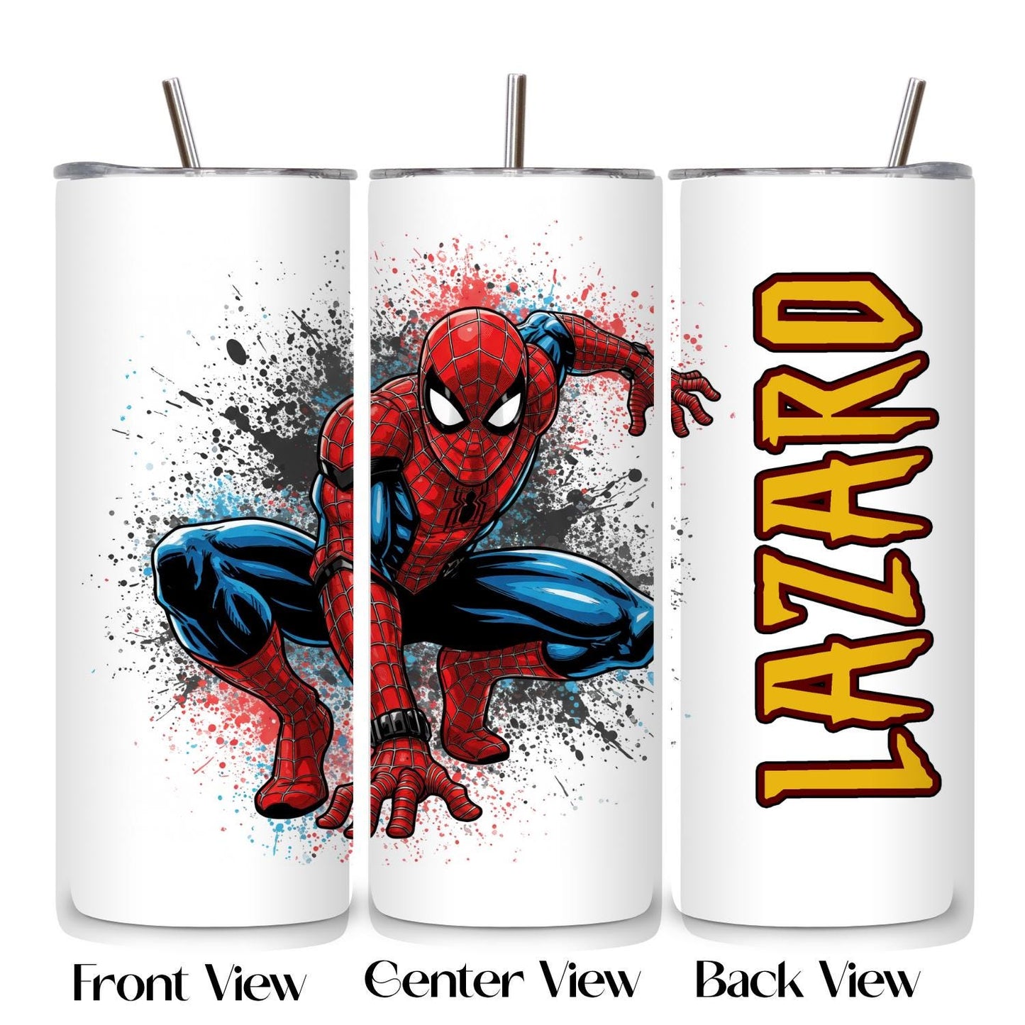 Personalized Spider Tumbler with Straw 20oz | Superheroes Cup | Spider Birthday Gift (1 count)