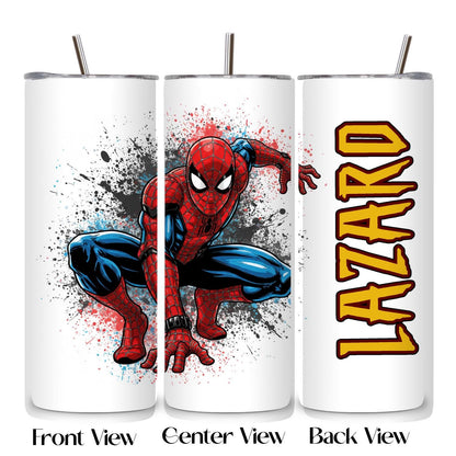 Personalized Spider Tumbler with Straw 20oz | Superheroes Cup | Spider Birthday Gift (1 count)