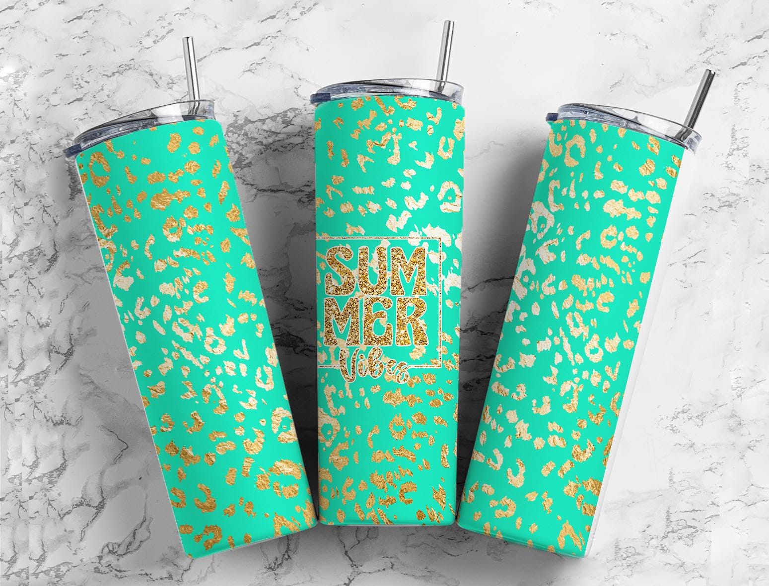Teal Leopard Summer Tumbler