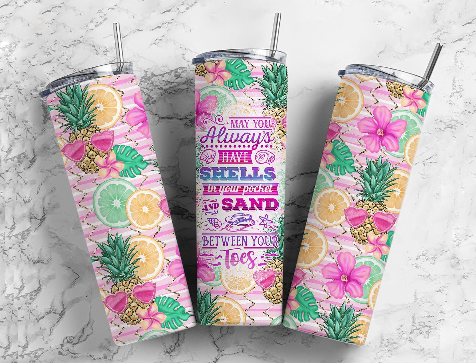Tropical Citrus Shells Quote Tumbler