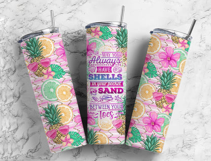 Tropical Citrus Shells Quote Tumbler