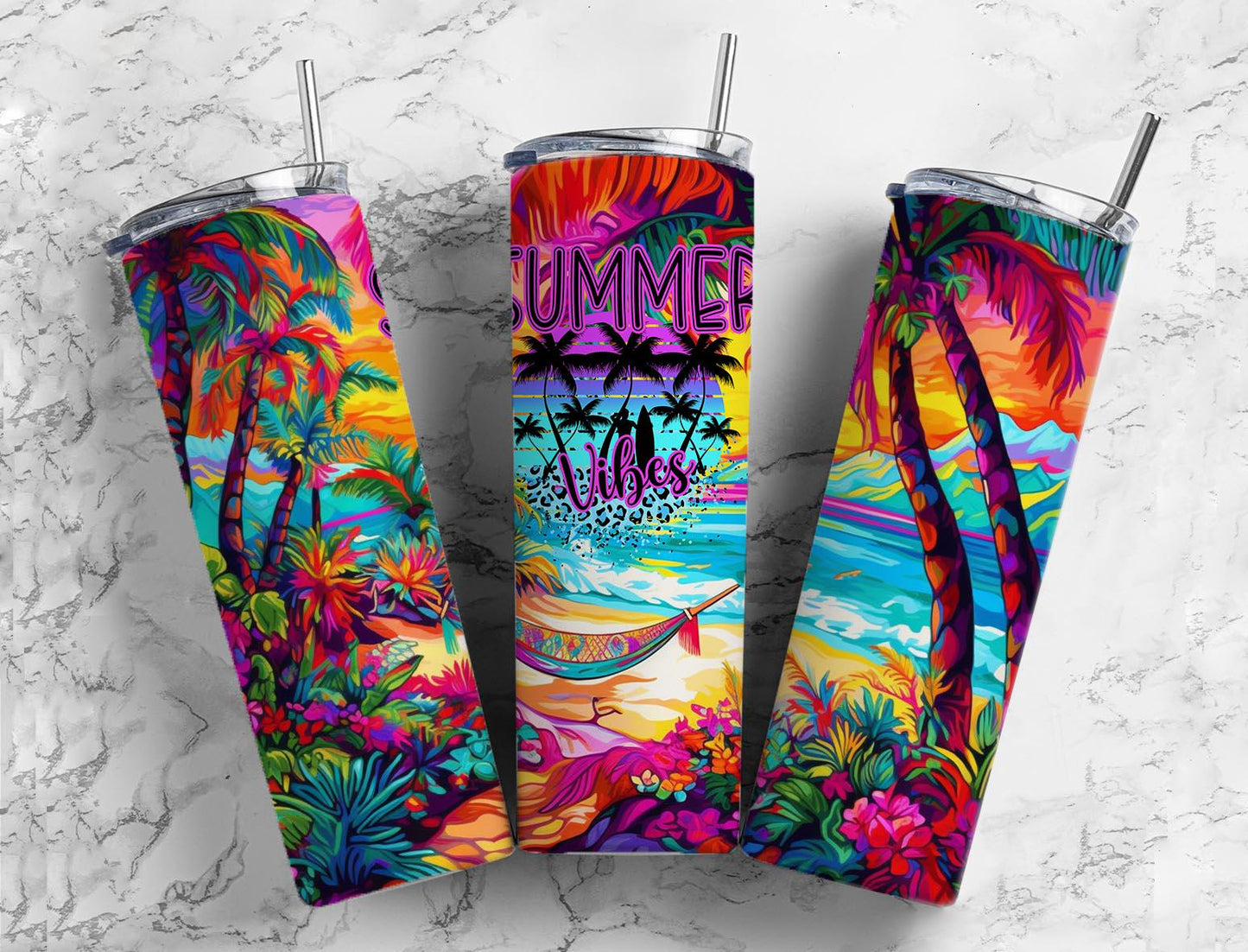 Tropical Sunset Beach Scene Tumbler