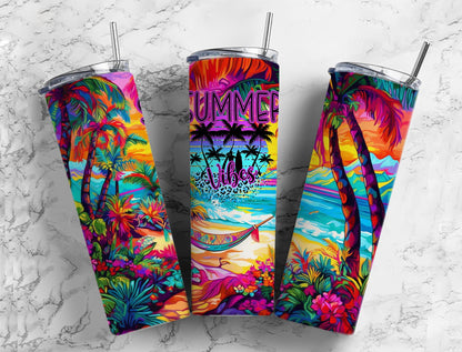 Tropical Sunset Beach Scene Tumbler
