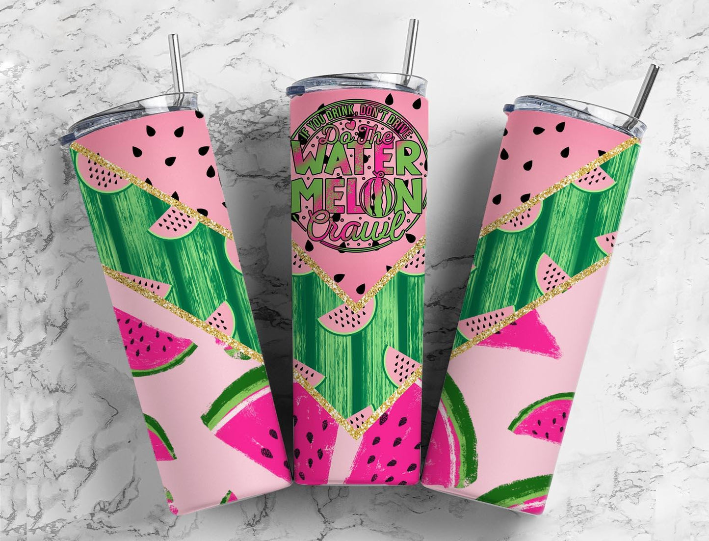 Watermelon Geometric Pink Tumbler