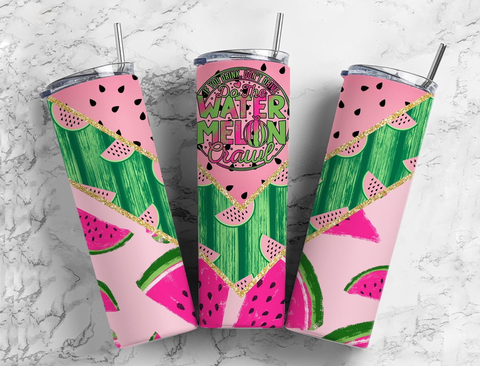 Watermelon Geometric Pink Tumbler
