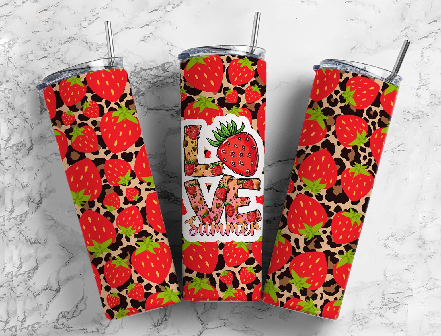 Strawberry Leopard Love Summer Tumbler