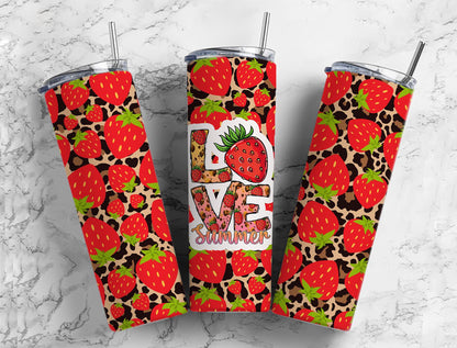 Strawberry Leopard Love Summer Tumbler