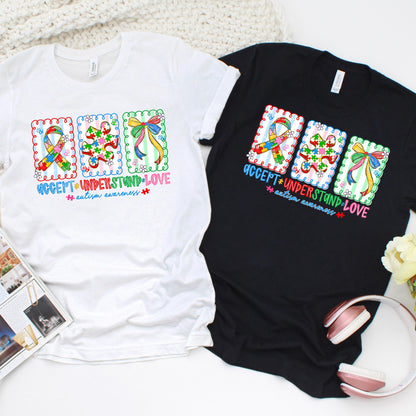 Autism Awareness Shirt, Accept Understand Love, Puzzle Piece Ribbon Tee
