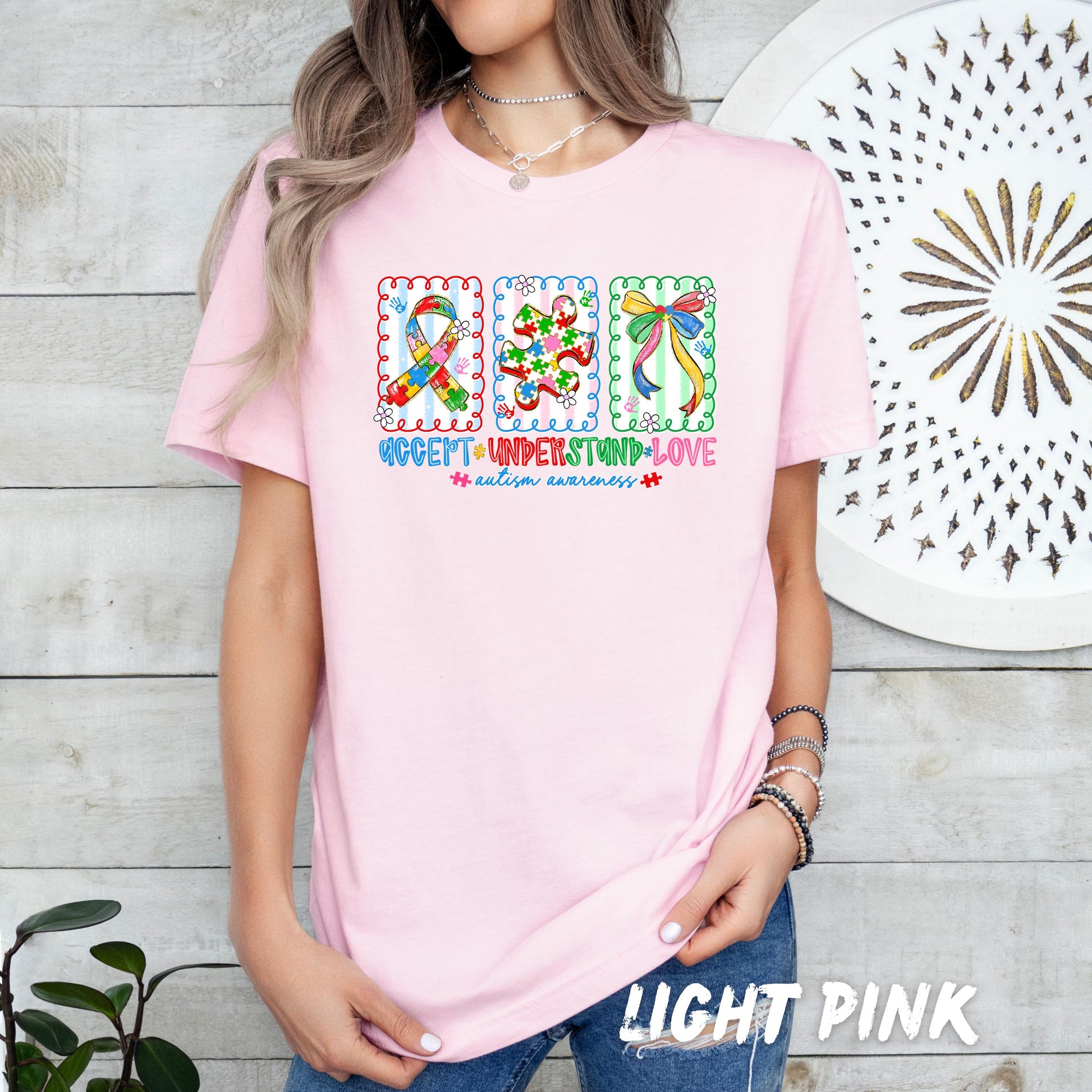 Autism Awareness Shirt, Accept Understand Love, Puzzle Piece Ribbon Tee