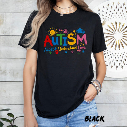 Autism Awareness Shirt, Accept Understand Love Tee, Colorful Puzzle Design