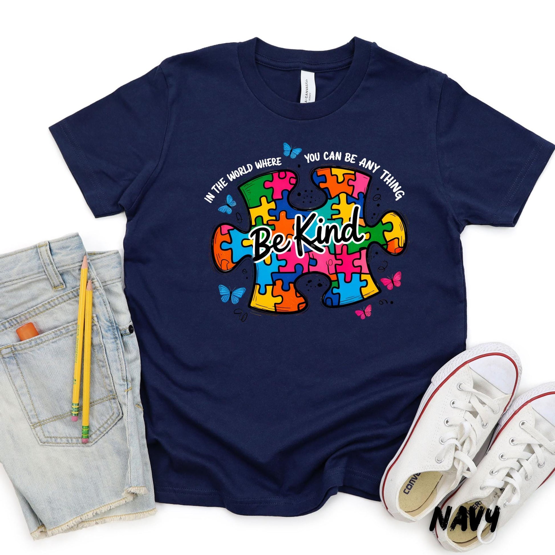 Autism Awareness Shirt Be Kind, Puzzle Piece Autism Tee, Bella Canvas 3001 Shirt, Autism Mom Gift, Teacher Shirt