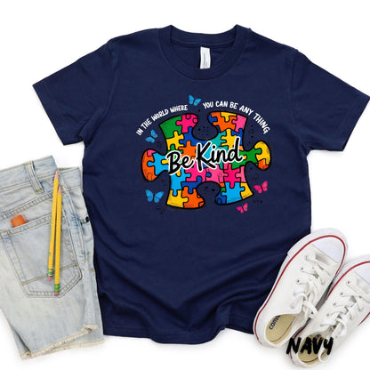 Autism Awareness Shirt Be Kind, Puzzle Piece Autism Tee, Bella Canvas 3001 Shirt, Autism Mom Gift, Teacher Shirt