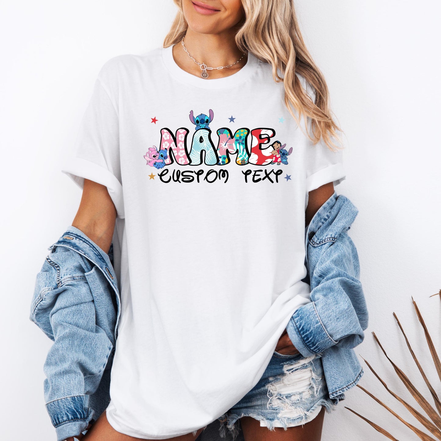 Custom Name Stitch and Angel Birthday Shirts - Stitch Doodle Shirt - Party Gift