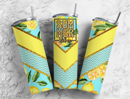 Geometric Lemon Summer Vibes Tumbler