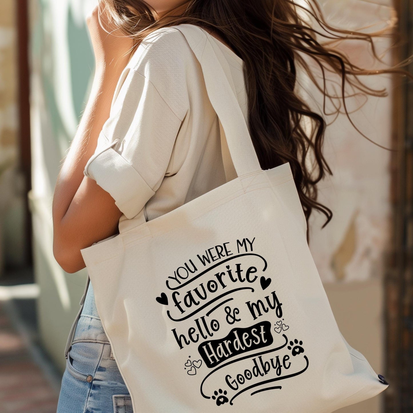 Pet Loss Tote Bag, You Were My Favorite Hello Hardest Goodbye, Dog Memorial Gift, Sympathy Pet Loss Gift, Canvas Tote Bag Dog Lover