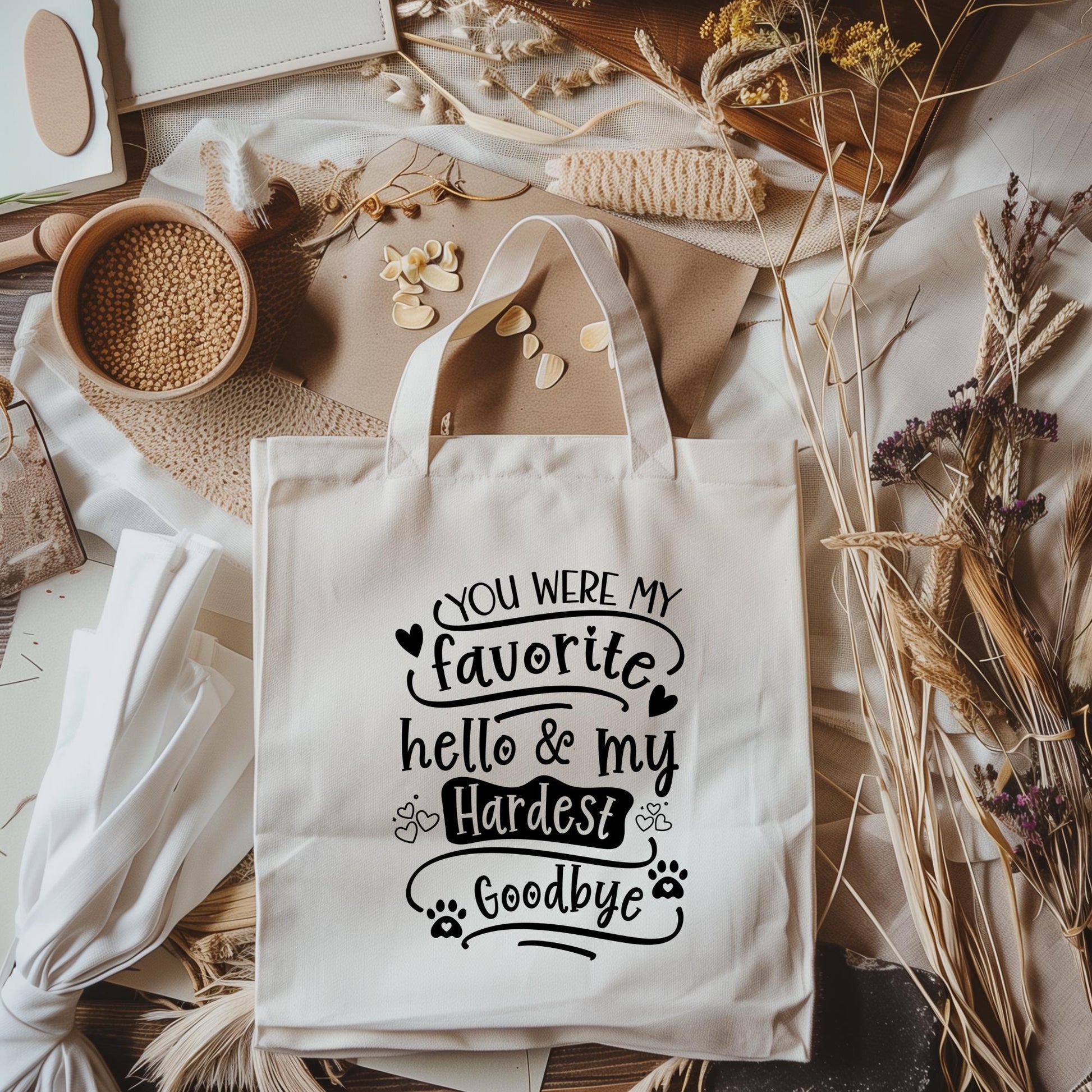 Pet Loss Tote Bag, You Were My Favorite Hello Hardest Goodbye, Dog Memorial Gift, Sympathy Pet Loss Gift, Canvas Tote Bag Dog Lover
