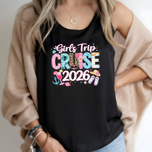 Girls Trip Cruise 2026 Tank Top, Matching Cruise Shirts, Bachelorette Cruise Outfit, Vacation Tank, Girls Trip Shirts, Cruise Squad Tank