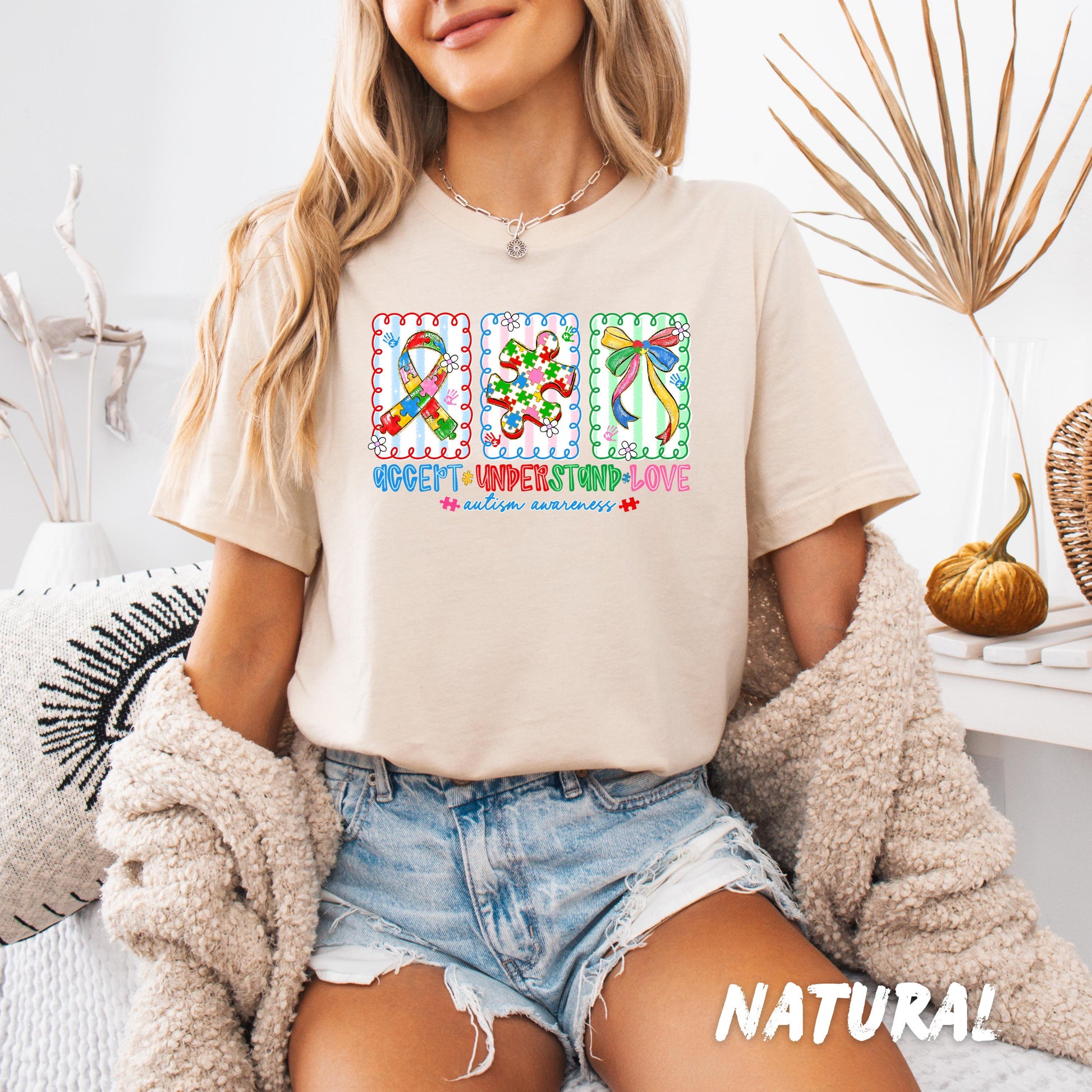 Autism Awareness Shirt, Accept Understand Love, Puzzle Piece Ribbon Tee