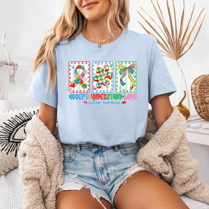 Autism Awareness Shirt, Accept Understand Love, Puzzle Piece Ribbon Tee