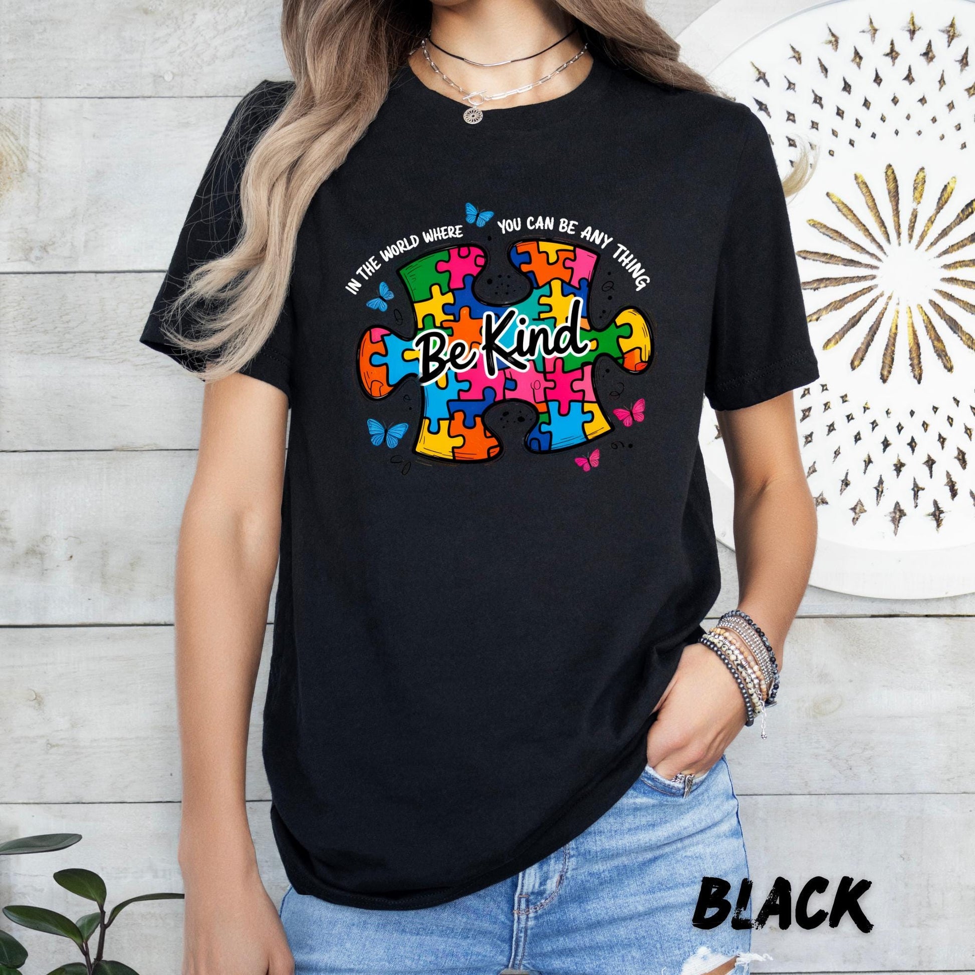 Autism Awareness Shirt Be Kind, Puzzle Piece Autism Tee, Bella Canvas 3001 Shirt, Autism Mom Gift, Teacher Shirt